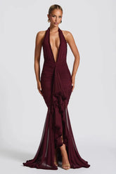 Sexy Deep V Halter Mermaid Party Dress