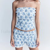 Floral Tube Tops Shorts Two Piece Set
