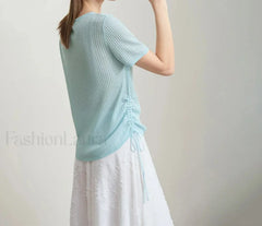 Drawstring Round Neck T-Shirt