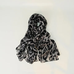 Leopard Pattern Thin Cotton Linen Touch Wrap Scarf