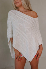 Bella Poncho Sweater-Natural
