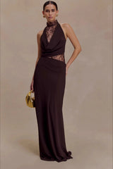 Halter Lace Cowl Bodycon Dress