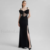 Bow Mesh Spaghetti Maxi Dress