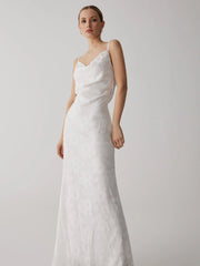 Floral Jacquard Open Trendy Back Long Dress