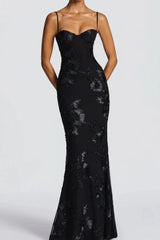 Strapless Floral Embroidered Maxi Dress