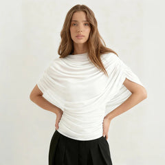 Scarf Neck Draped Sleeveless Bodycon Cropped Tee