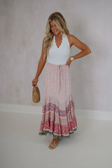 Natalie Scalloped Halter Top-White