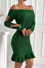 Off-Shoulder Slim Bodycon Sweater Dress