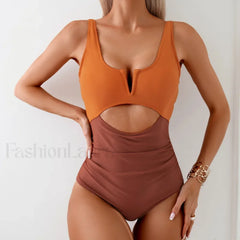 V Cut Bandeau High Leg One Piece