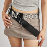 Vintage Leather Butterfly Buckle Belt