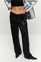 Casual Sequin Wide Leg Loose Pants