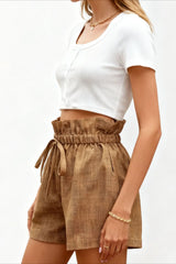 High Waist Drawstring Wide Leg Loose Fit Shorts