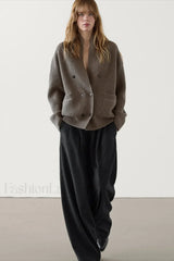British Style Wool Knit Cardigan