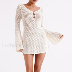 V-Neck Hollow Tunic Cover Up