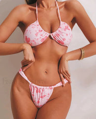 Floral High Cut Brazilian Bikini Set