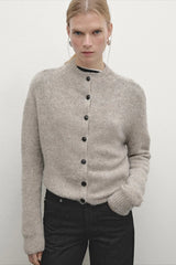 Casual Minimalist Semi-Turtleneck Knit Cardigan
