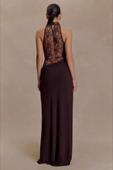 Halter Lace Cowl Bodycon Dress