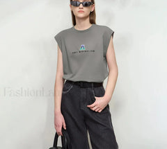 Knitted Letter Embroidered Loose T-Shirt