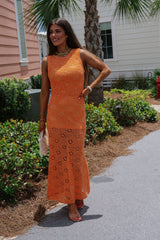 Sophia Crochet Maxi Dress-Orange