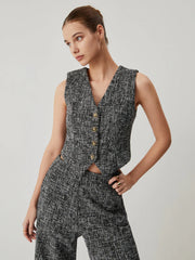 Tweed Metallic Graceful Button Vest