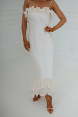 Alice Asymmetrical Off Shoulder Midi Dress-Oyster
