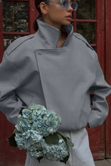 Stand Collar Long Sleeve Tailored Jacket