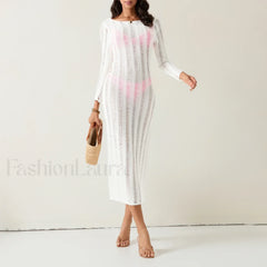 Sheer Backless Knit Mini Cover Up
