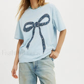 Bow Letter Number Pattern T-Shirt