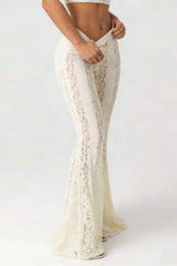 Low Rise Lace Flared Bodycon Pants