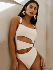 Cut Out Solid High Cut One Piece