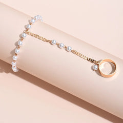 Bohemian Style Pearl Accent Chain Finger Bracelet