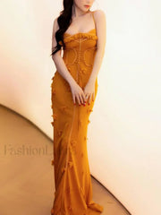 Applique Slim Slash Maxi Dress