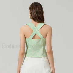 Tie-Up Floral Slim Crop Top