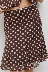 High Waist Polka Dot Chiffon Mermaid Midi Skirt