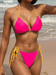 Striped Tie-Up Bikini Set