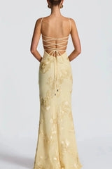 Strapless Floral Embroidered Maxi Dress