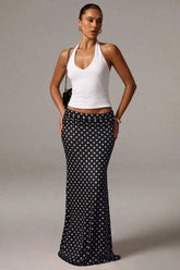 Knit Polka Dot Mermaid Hem Skirt