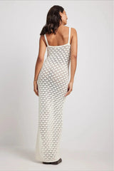 Crochet Knit Backless Slit Cami Maxi Boho Dress