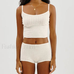 Fairy Grunge Lace Trim Tube Top Shorts Two Piece Set