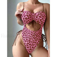 Leopard Thong Push Up One Piece