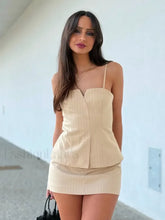 Elegant Striped Sling Culottes Two Piece Set