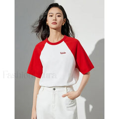 Raglan Sleeve Pure Cotton Casual T-Shirt