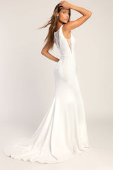 Long-Lasting Love Ivory Lace V-Neck Mermaid Dress