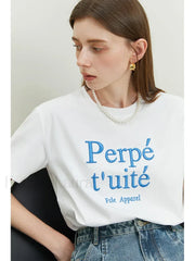 Loose Cool Letter Embroidery T-Shirt