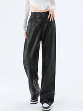 Faux Leather Graceful Straight Leg Pants
