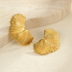 Color Block Stainless Steel Textured Earrings