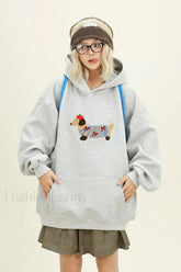 Cartoon Dog Embroidery Hooded Sweatshirt