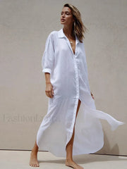 Button Front White Cover Up