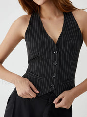 Pinstripe Charming Halter Vest