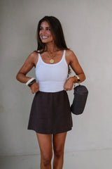 Ellie Mini Skirt-Dark Brown